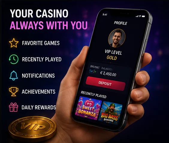 Οθόνη κινητού με το Vavada Casino ανοιχτό σε mobile browser