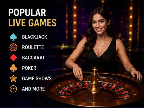 Αίθουσα live dealer του Vavada Casino με τραπέζια blackjack και roulette